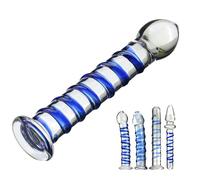 SHILISHAONV Butt Plug in Vetro Di Cristallo Per Le Donne Dildo Anale Diametro 2,5-3,8 Cm Spina Anale Con Supporto Per Dildo Plug Anale A Spirale Dilatatore Anale Sex Toys Principianti,B