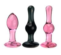 SHILISHAONV Butt Plug in Vetro Di Cristallo Plug Anale Per Donna Diametro 3,5 Cm Con Supporto Estensore Per Plug Anale Masturbatore Dilatatore Dell'ano Sex Toys Per Principianti,Set/3