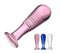SHILISHAONV Butt Plug in Vetro Liscio Per Le Donne Dildo Plug Dildo 3,4 * 1,7 * 10,2Cm Con Supporto Per Plug Anale Colori Rosa/Blu/Trasparente Plug Anale Masturbatore Sex Toys Principianti,A
