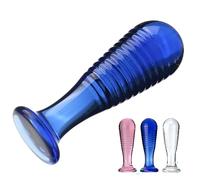 SHILISHAONV Butt Plug in Vetro Liscio Per Le Donne Dildo Plug Dildo 3,4 * 1,7 * 10,2Cm Con Supporto Per Plug Anale Colori Rosa/Blu/Trasparente Plug Anale Masturbatore Sex Toys Principianti,B