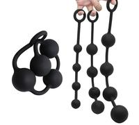 SHILISHAONV Butt Plug Morbido Silicone Liquido Plug Anale Morbido Nero Perle Anali Extra Lunghe Con Anello Di Trazione 33,5/40/50Cm Catena Anale Giocattoli Sessuali Femmina/Maschio,Nero,L