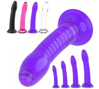 SHILISHAONV Dildo in Silicone Misura 4 Butt Plug Nero/Rosa/Viola/Trasparente Plug Anale Morbido Con Ventose Espansore Anale Morbido Giocattoli Sessuali Per Lesbiche,Viola,L
