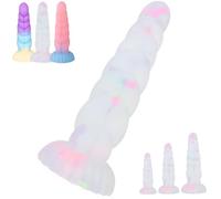 SHILISHAONV Dildo Silicone Plug Anale A Spirale Diametro Da 3,2 A 5,2 Cm Dildo Con Forti Ventose Butt Plug S/M/L Masturbatore Giocattoli Sessuali Anali Donne/Uomini/Coppie,Clear,M