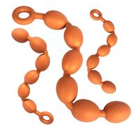 SHILISHAONV Palline Anali Extra Large in Silicone Dorato, 3 Misure Di Perle Anali 38/40/42Cm, Catena Anale Con Perline, Con Anello Di Trazione Morbido E Flessibile, Giocattoli Sessuali,D'oro,M