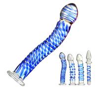 SHILISHAONV Plug Anale in Cristallo Liscio Per Donne Butt Plug Lunghezza 17,5/19/20Cm Doppio Godemiche 4 Stili Plug Anale Ecarteur Masturbatore Dilatatore Anale Femminile,Blu,A