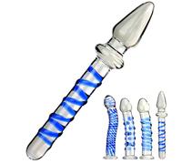 SHILISHAONV Plug Anale in Cristallo Liscio Per Donne Butt Plug Lunghezza 17,5/19/20Cm Doppio Godemiche 4 Stili Plug Anale Ecarteur Masturbatore Dilatatore Anale Femminile,Blu,D