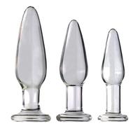 SHILISHAONV Plug Anale in Cristallo Per Le Donne Butt Plug Diametro 2,9/3,4/3,9Cm Palline Anali Butt Plug Di Piccole Dimensioni Con Supporto Per Dildo Masturbatore Per Principianti,Clear,Set/3