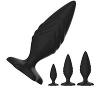 SHILISHAONV Plug Anale in Silicone Morbido Lunghezza 27/32,5/38 Cm Del Butt Plug Dildo Anale Liscio Manico A T Del Plug Anale Divaricatore Giocattoli Sessuali Femmina/Maschio,Nero,Set/3