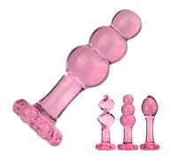 SHILISHAONV Plug Anale Vetro Di Cristallo Per Le Donne Spina Anale Diametro 3/3.2/3.4Cm Dildo Dildo A Spirale Con Base Per Plug Anale Dilatatore Anale Sex Toys Anali Per Principianti,Rosa,B