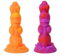SHILISHAONV Puntelli professionali per massaggi in silicone a 2 colori, la base della ventosa è liscia, resistente ed elastica e lunga 18,5 cm,Viola