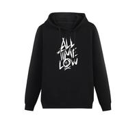 SHILIU YARD all Time Low Scratch Men's Hoodies Unisex Black Cotton Print Pullover Sweatshirts XL