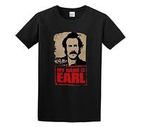 SHILIU YARD My Name Is Earl Logo Men's Cotton T-Shirt Black Shirt Top Tee 3XL