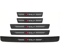 SHILONGBAIHUO 5 Pezzi Protezione per Davanzali per Porte Automobile per Tesla Model 3 (2020-), Fibra di Carbonio Battitacco, Adesivo per Bagagliaio Auto Antiusura