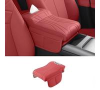 SHILONGBAIHUO Copertura Bracciolo Auto per Ford Puma Gen-E 2025 to Present, Protezione Console Centrale Morbido Cuscino Imbottito Interni Accessori Tappetino,Red
