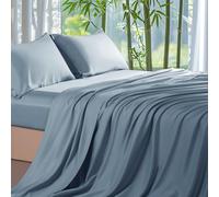 Shilucheng 100% Viscosa derivata dal bambù Set di lenzuola Queen Size 4 pezzi Ultra fresche e morbidissime, tasche profonde 40,6 cm, perfette per chi suda di notte, lenzuola da hotel (Blu Francese)