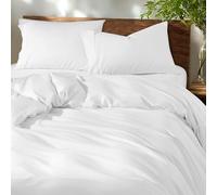 Shilucheng Copripiumino in 100% cotone per letto king size, 600 fili, lussuoso copripiumino in rasatello di cotone egiziano con chiusura a cerniera e lacci angolari, set da 3 pezzi (bianco)