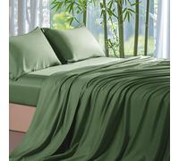 Shilucheng Lenzuola in 100% viscosa derivata da bambù, per letto matrimoniale, 4 pezzi, ultra fresche e morbide come la seta, con tasca profonda 40,6 cm, perfette per chi dorme caldo, lenzuola da