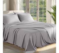Shilucheng Lenzuola in 100% viscosa derivata dal bambù, per letto matrimoniale, 6 pezzi, ultra fresche e morbide come la seta, tasca profonda 40,6 cm, perfette per chi dorme caldo, lenzuola da hotel