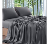 Shilucheng Set di lenzuola in bambù 100% rinfrescanti - lenzuola morbide a 1800 fili, tasca profonda 40 cm, traspirante, confortevole e resistente alle pilling, 4 pezzi (grigio scuro, grigio scuro)