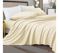 Shilucheng Set di lenzuola in microfibra 1800 fili, super morbide, 40 cm, con tasca profonda 40 cm, ipoallergeniche, 4 pezzi per letto singolo, matrimoniale, king size, king size, colore avorio