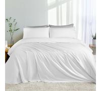 Shilucheng Set di lenzuola in tencel in 100% eucalipto lyocell, più fresche del cotone e lino, 4 pezzi, con angoli profondi 40 cm (colore: bianco, queen size)