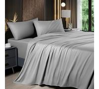Shilucheng Set di lenzuola per letto king size, 4 pezzi, lenzuola rinfrescanti, misto rayon derivato dal bambù, con tasca profonda fino a 40,6 cm, lenzuola traspiranti e morbide, set di biancheria da