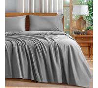 Shilucheng Set di Lenzuola per Letto Queen Size, 100% Cotone, 600 Fili, lussuose Lenzuola di qualità alberghiera a 5 Stelle, Traspiranti e fresche, con Tasca Profonda 40 cm, 4 Pezzi (Colore: Grigio,