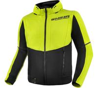 SHIMA DAYBREAKER MEN - Moto Felpa con Cappuccio per gli Uomini - FiberQL - Aramide e Strato di Raffreddamento, CE schiena, spalle, protezioni per i gomiti (Fluo, L)