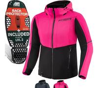SHIMA DAYBREAKER LADY Felpa da Moto con Cappuccio per donne - FiberQL - Aramide e strato di raffreddamento, protezioni CE per schiena, spalle e gomiti (Nero/Rosa, S)