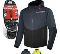 SHIMA Daybreaker Felpa con cappuccio e zip da moto, nero-grigio, taglia 4XL per maschi