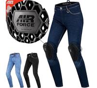 SHIMA DEVON Jeans Moto - Pantaloni Biker Ventilato Elastico Vestibilità Slim con Rinforzi in FiberQL, Protezioni CE per Ginocchia e Fianchi (Donna, Blu scuro, 32)