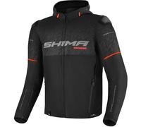 SHIMA DRIFT+ Impermeabile Giacca Moto Uomo - Leggera e Traspirante Giubbotto moto uomo estiva in trete con protezioni CE per schiena, spalle e gomiti, con Cappuccio (Nero, M)