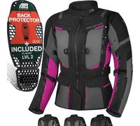 SHIMA Hero 2.0 impermeabile Giacca tessile moto da donna, nero-rosa, taglia XS per donne