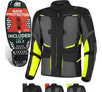 SHIMA HERO 2.0 Giacca Moto Uomo-Tutte Stagioni Giubbotto Moto Turismo Uomo in Cordura tessuto con membrana imperable strato riscaldante, protezioni CE per schiena, spalle e gomiti, (Fluo, 4XL)