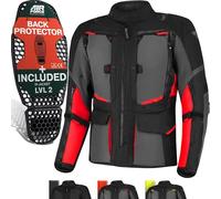 SHIMA Hero 2.0 impermeabile Moto Tessile Giacca, nero-rosso, taglia L per maschi