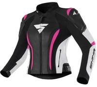 SHIMA Miura 2.0 Giacca da donna in pelle per moto, nero/rosa, Taglia 42