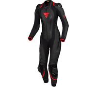 SHIMA MIURA RS Tuta moto donna - Tuta in pelle 1 pezzo, sportiva, da corsa, ventilata con cursori per spalle e ginocchia, protezioni CE per schiena, spalle e gomiti (42, Nero/Rosso)