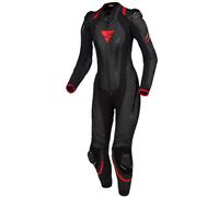 SHIMA MIURA RS Tuta moto donna - Tuta in pelle 1 pezzo, sportiva, da corsa, ventilata con cursori per spalle e ginocchia, protezioni CE per schiena, spalle e gomiti (42, Nero/Rosso)