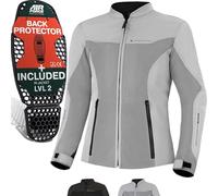 SHIMA Giacca moto donna OPENAIR – leggera e traspirante, protezioni schiena/spalle/gomiti, Grigio L