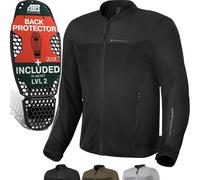 SHIMA OPENAIR Giacca Moto Uomo - Leggera e Traspirante Giubbotto moto uomo estiva in trete con protezioni CE per schiena, spalle e gomiti (Nero, XL)