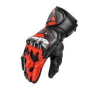 SHIMA RS-3 Guanti Moto Estivi Uomo Pelle Lungo Ventilato Perforato Omologati Guanto per Motocicletta Touchscreen Ventilata Scooter Protettore Rinforzato Abbigliamento Racing (Uomini, Rosso Fluo, XL)