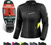SHIMA RUSH Giacca Moto Donna con Protezioni 4 Stagioni | AIRFORCE Paraschiena | Giacchetta da Moto Impermeabile Estiva Tuta Pantaloni Touring (Neon, Donna, Giubbotto, Taglia S)