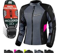SHIMA Rush 2.0 Vented impermeabile Giacca tessile moto da donna, nero-grigio-rosa, taglia S per donne