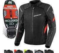 SHIMA RUSH Giacca Moto Uomo con Protezioni 4 Stagioni | AIRFORCE Paraschiena | Giacchetta da Moto Impermeabile Estiva Tuta Pantaloni Touring (Rosso, Uomo, Giubbotto, Taglia 3XL)