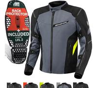 SHIMA Rush 2.0 Vented impermeabile Moto Tessile Giacca, nero-grigio-giallo, taglia L per maschi