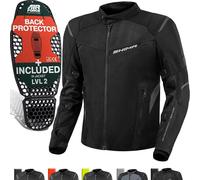 SHIMA RUSH Giacca Moto Uomo con Protezioni Estiva | AIRFORCE Paraschiena | Giacchetta da Moto Impermeabile 4 Stagioni Tuta Pantaloni Touring (Nero, Uomo, Giubbotto, Taglia S)