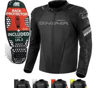 SHIMA SOLID Giacca Moto Uomo 4 Stagioni AIRFORCE Paraschiena Giubbotto Protezioni Estiva Giacche Invernale Leggero Motociclista Abbigliamento Protezione Impermeabile (Uomini, Nero, Regular, L)