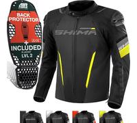SHIMA SOLID Giacca Moto Uomo 4 Stagioni AIRFORCE Paraschiena Giubbotto Protezioni Estiva Giacche Invernale Leggero Motociclista Abbigliamento Protezione Impermeabile (Uomini, Fluo, Regular, 4XL)