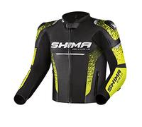 SHIMA STR 2.0 Giacca in pelle per moto, nero-giallo, taglia 56 per maschi