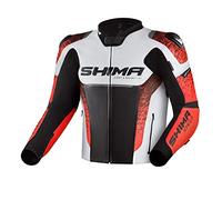 SHIMA STR 2.0 Giacca in pelle per moto, nero-bianco-rosso, taglia 48 per maschi